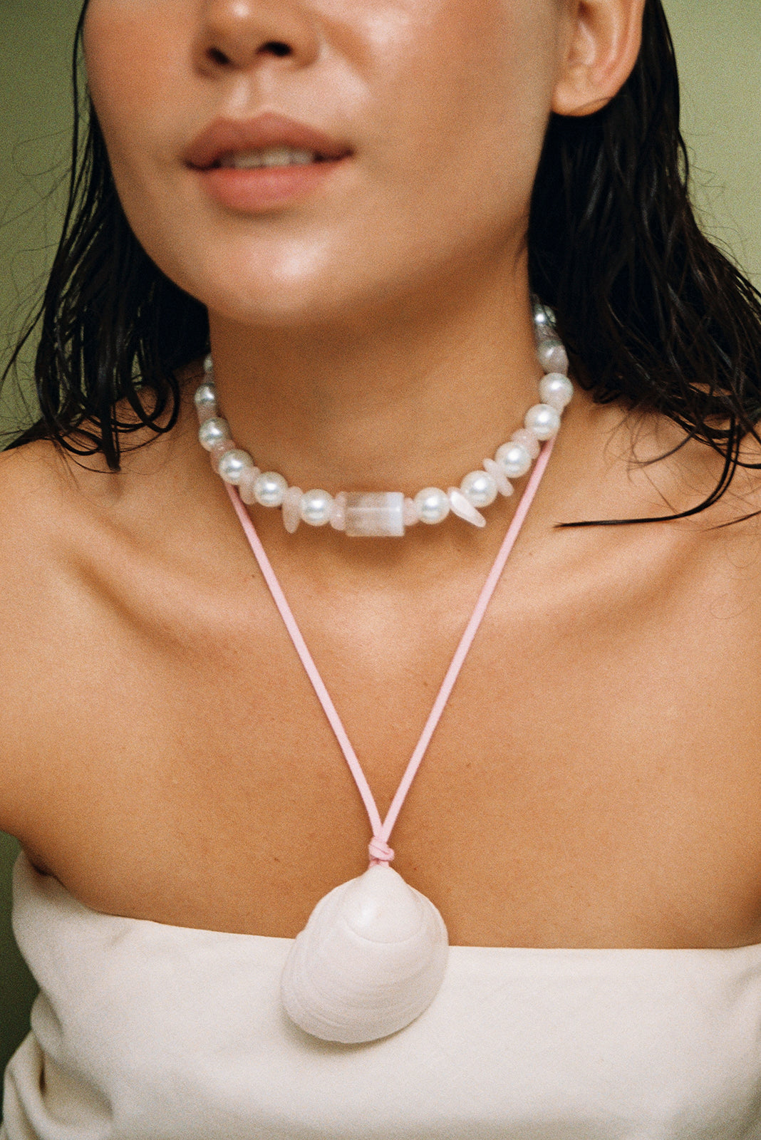LIGHT PINK with Pearls Choker
