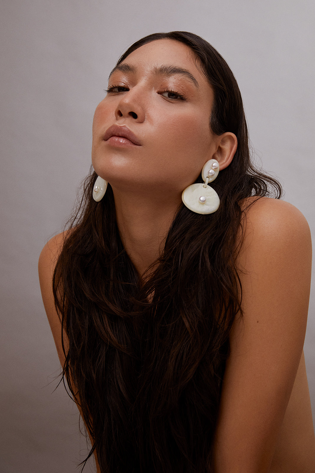 OLMA Ecru with Pearls Earrings