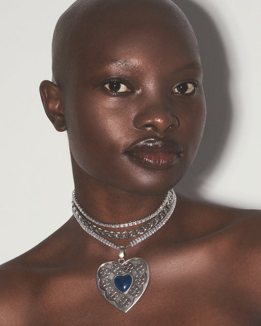 NOCTURNAL PASSION Zirconia Heart Pendant Necklace Set