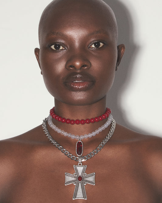 RUBY DUSK Cross Chain Necklace Set
