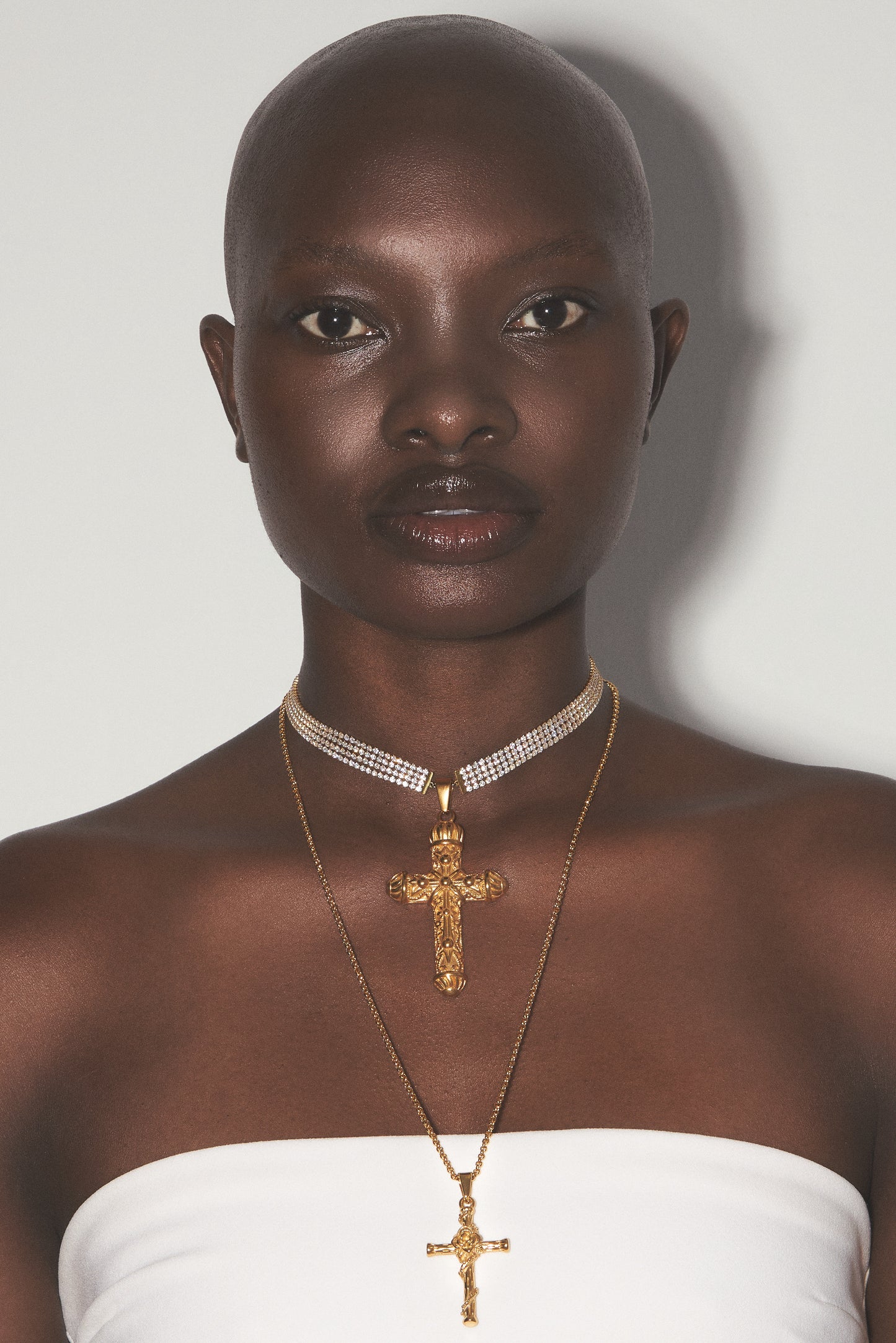 CELESTIAL FLAME Zirconia Gold Cross Necklace Set