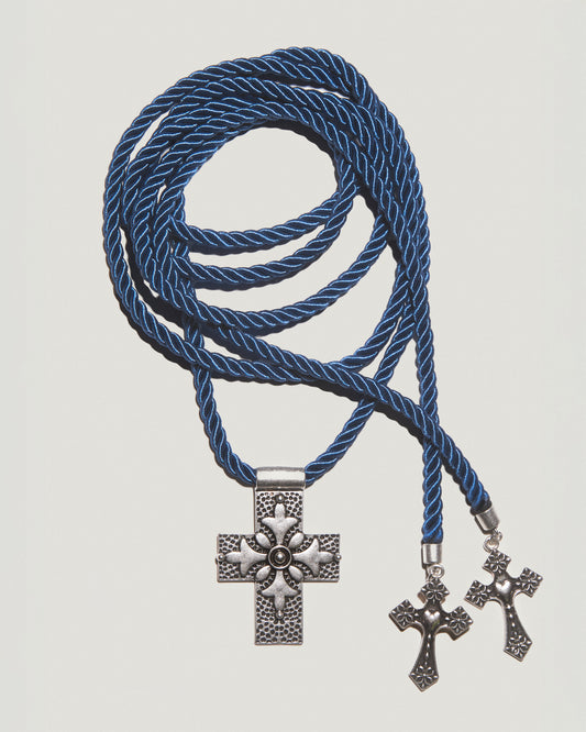 SAPPHIRE NIGHT Cross Cord Necklace