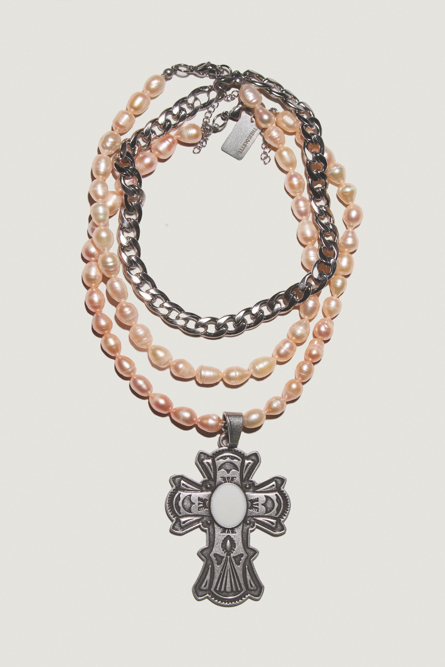 STARLIGHT CROSS Pink Pearls Cross Necklace Set