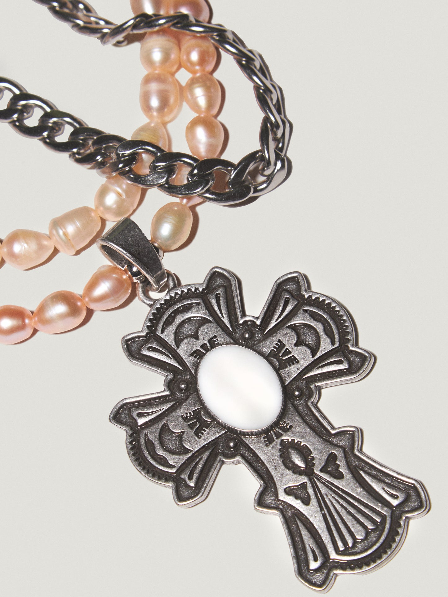 STARLIGHT CROSS Pink Pearls Cross Necklace Set