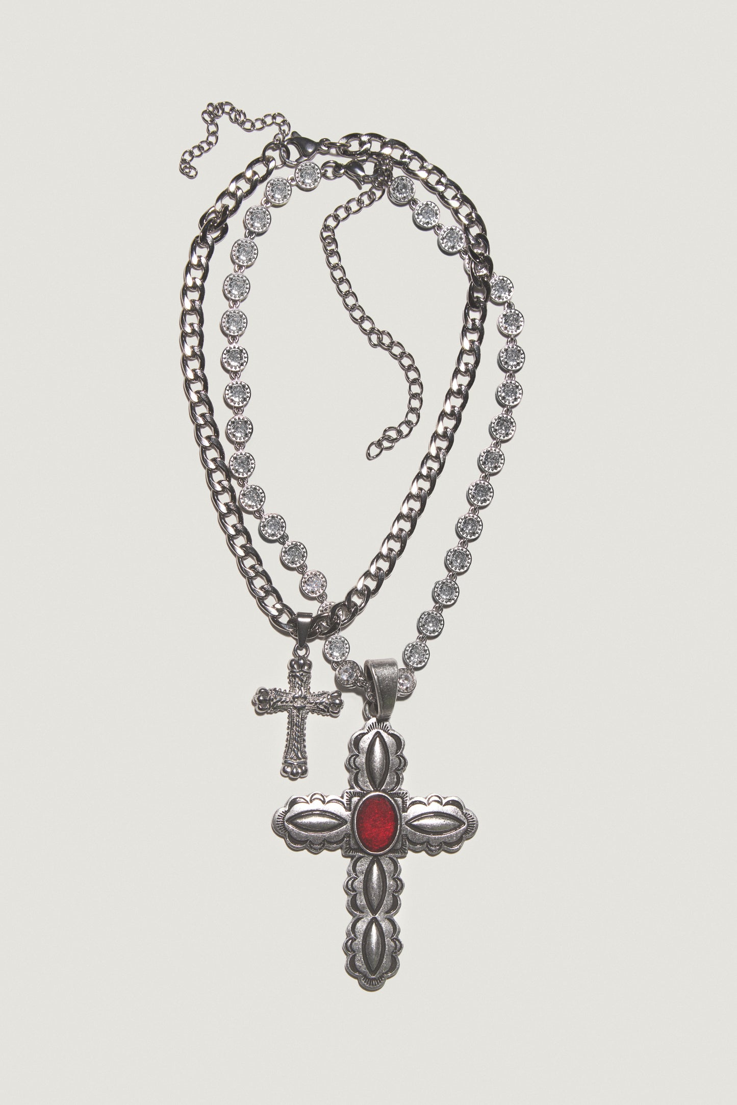 ATOMIC SHINE Zirconia Cross Necklace Set