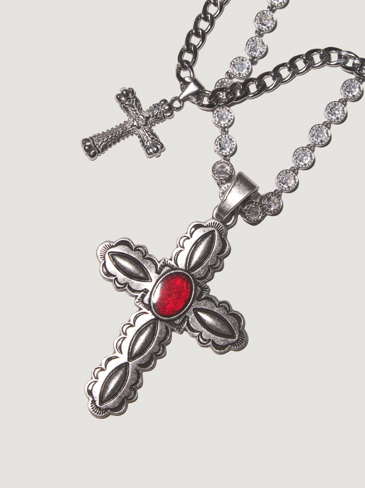 ATOMIC SHINE Zirconia Cross Necklace Set