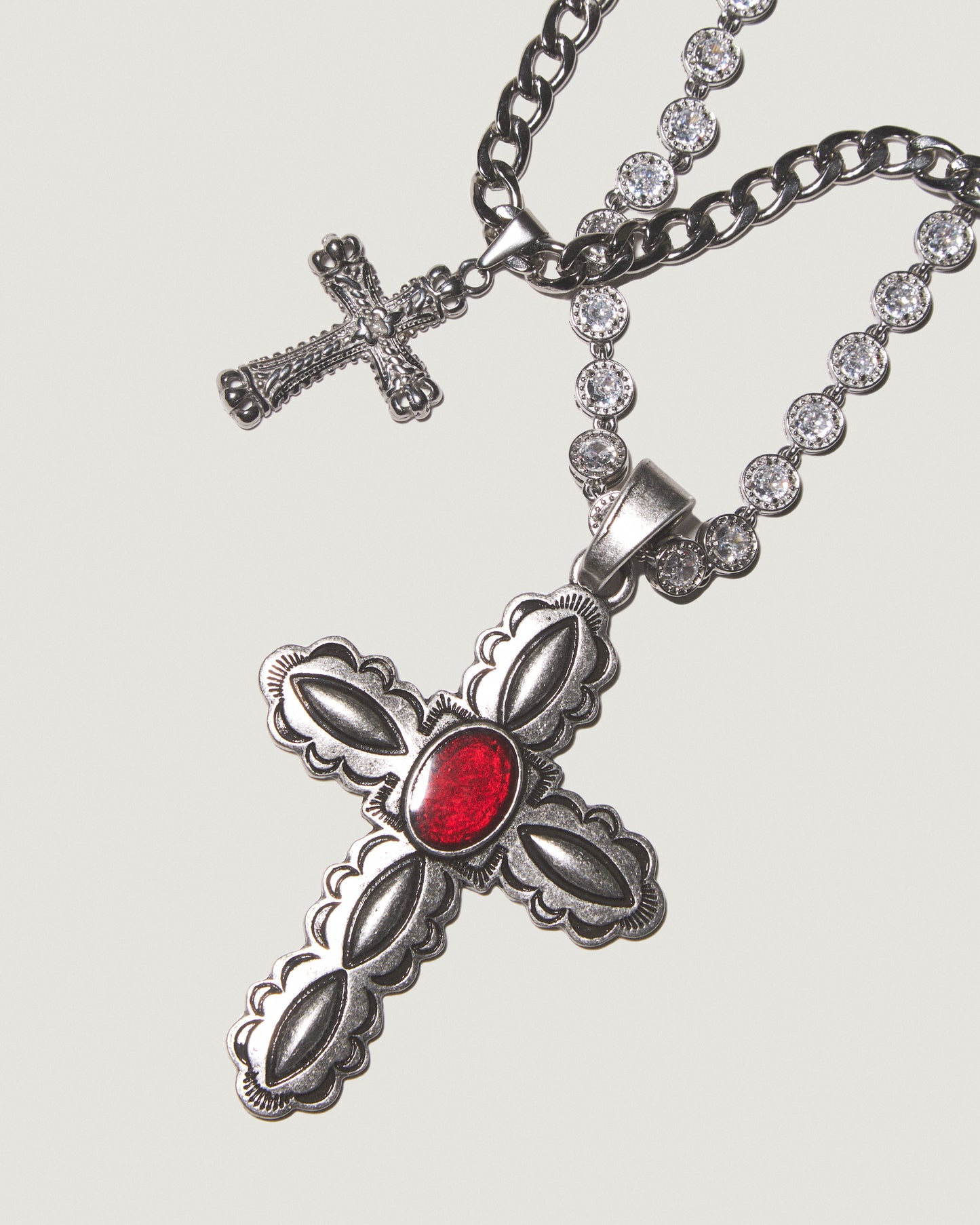 ATOMIC SHINE Zirconia Cross Necklace Set
