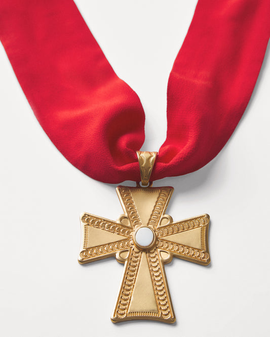 CHLOE GOLD CROSS FABRIC NECKLACE