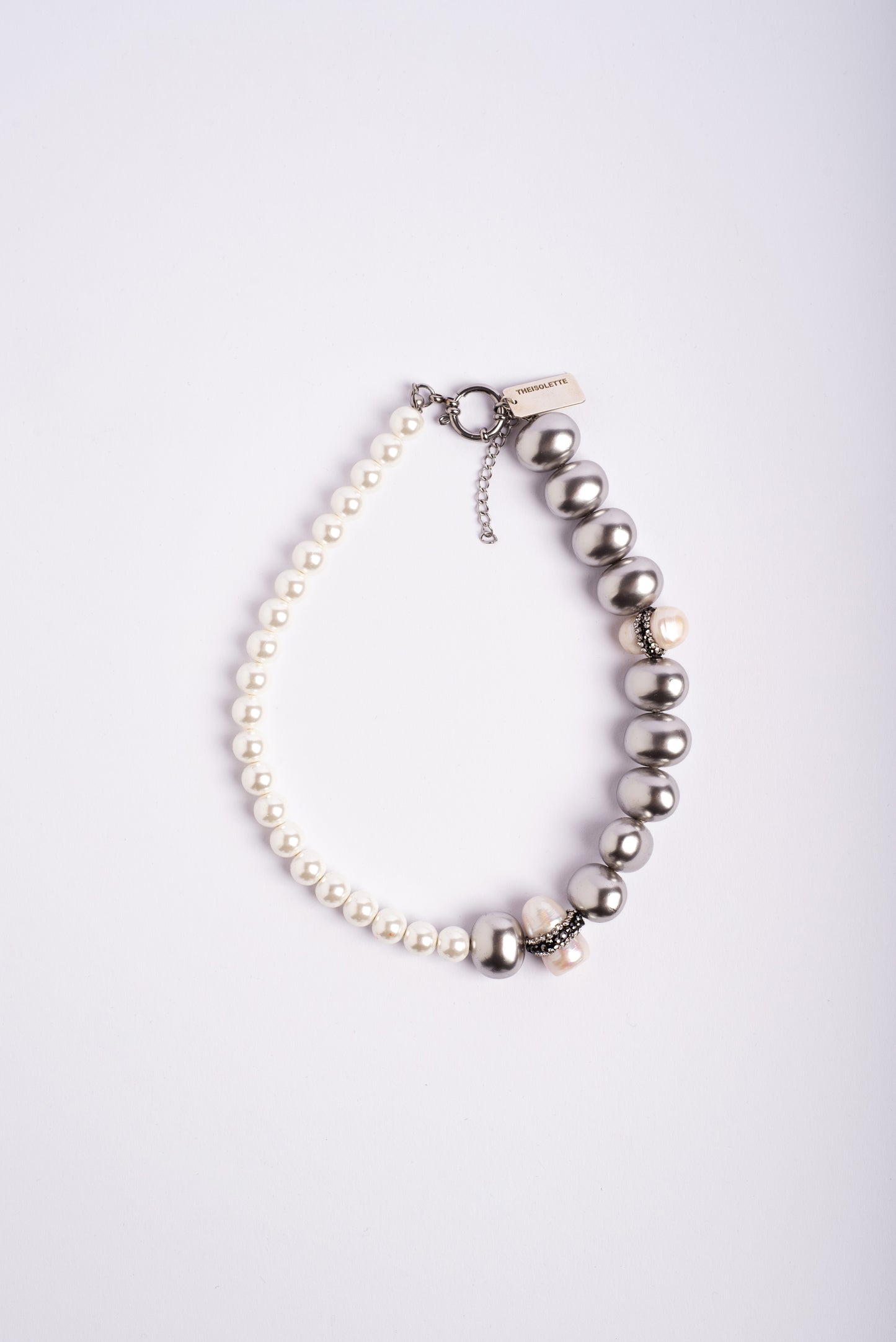 MEGAN Silver Pearls with Shiny Pearly Pieces Necklace