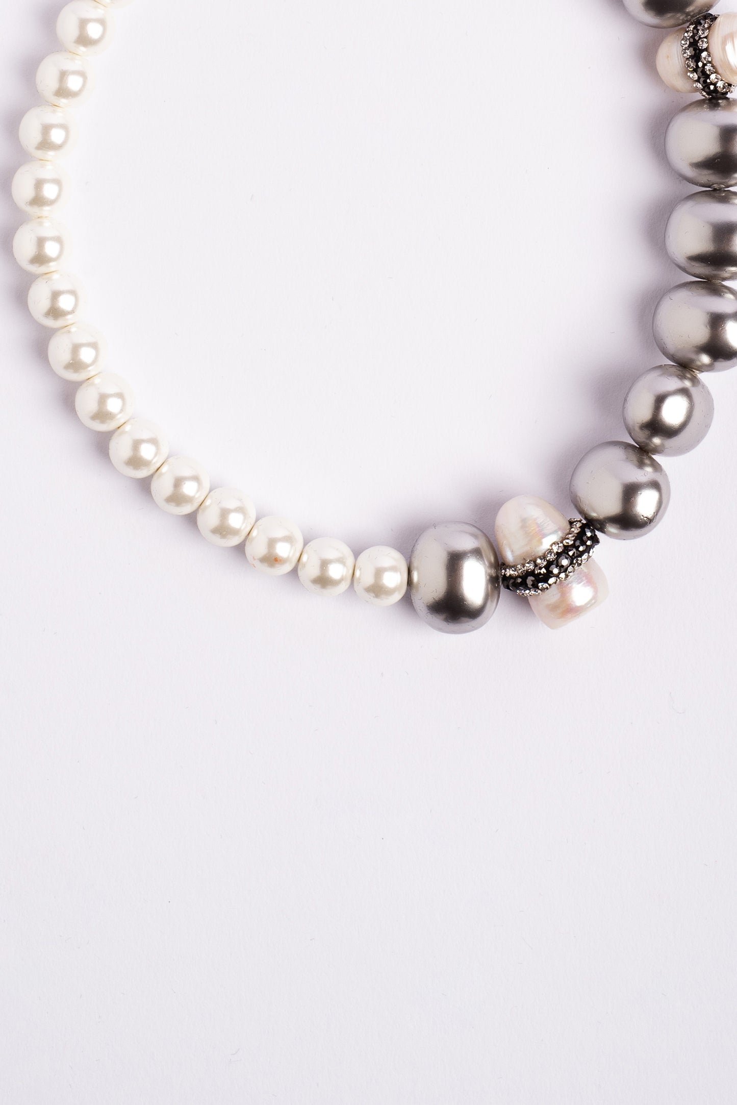 MEGAN Silver Pearls with Shiny Pearly Pieces Necklace