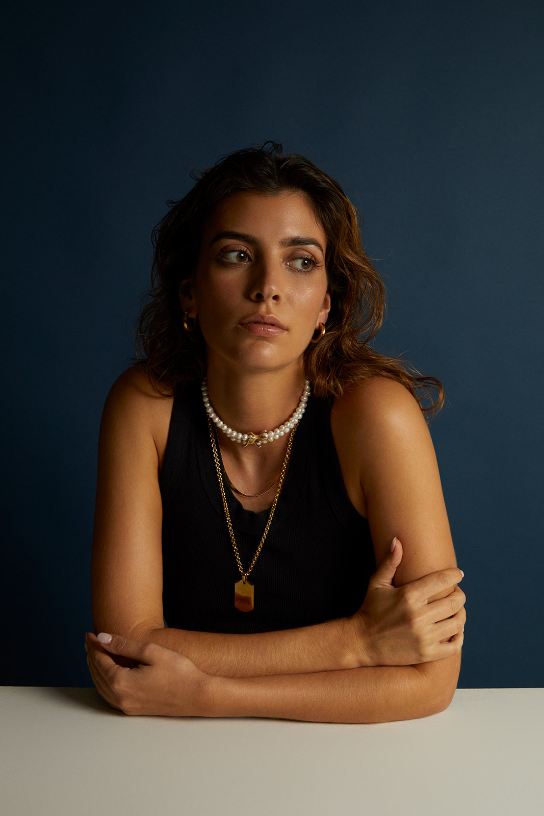 LISANDRA Classic Pearls with Gold Zirconia Piece Necklace