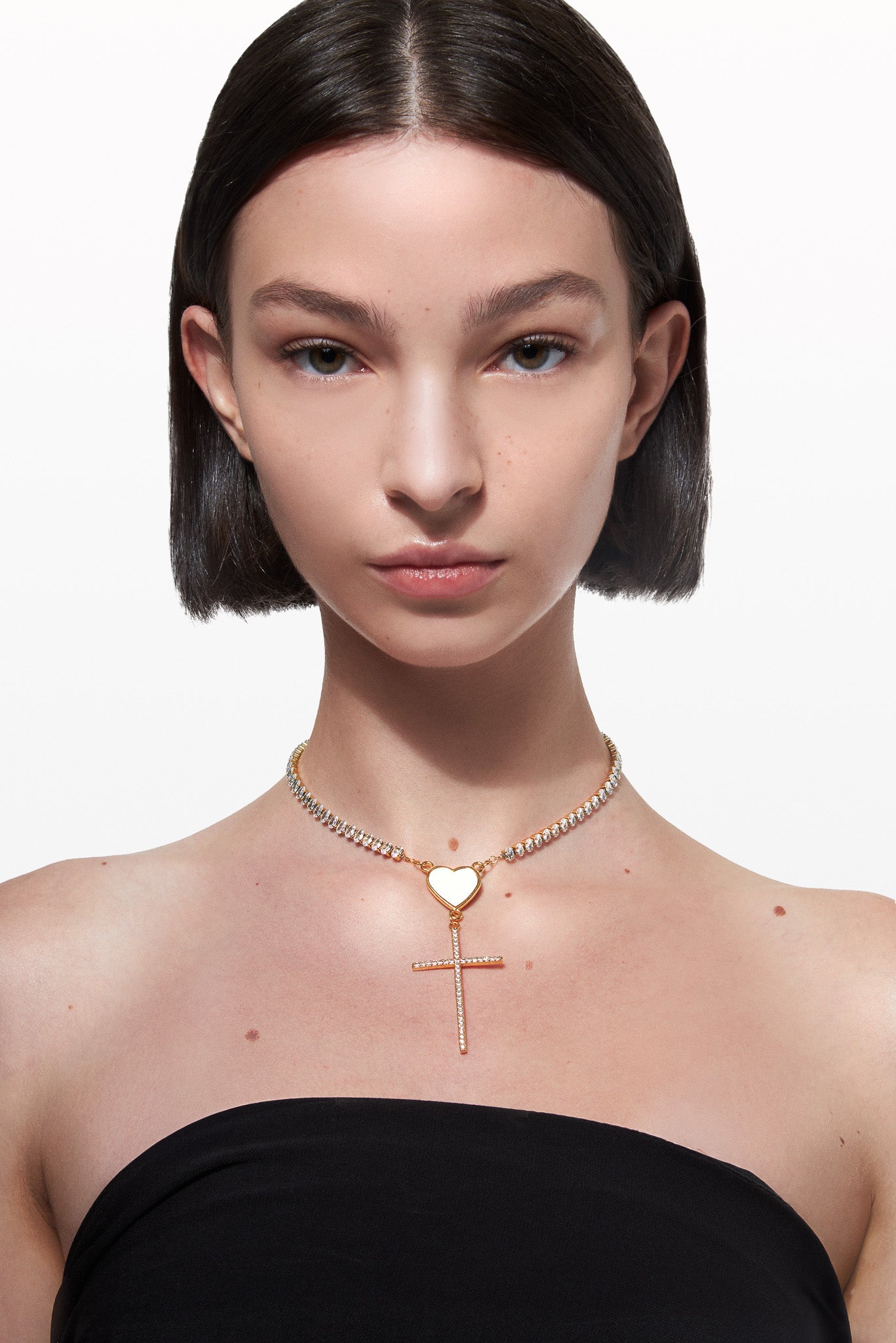 CLARISSE GOLD ROSARY ZIRCONIA NECKLACE