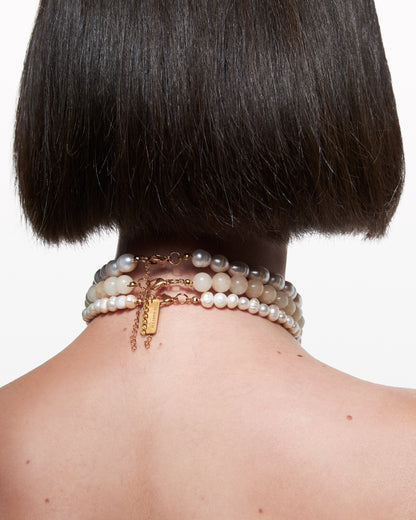 THE NEW ECRU TONES GOLD CROSS PENDANT CHOKER