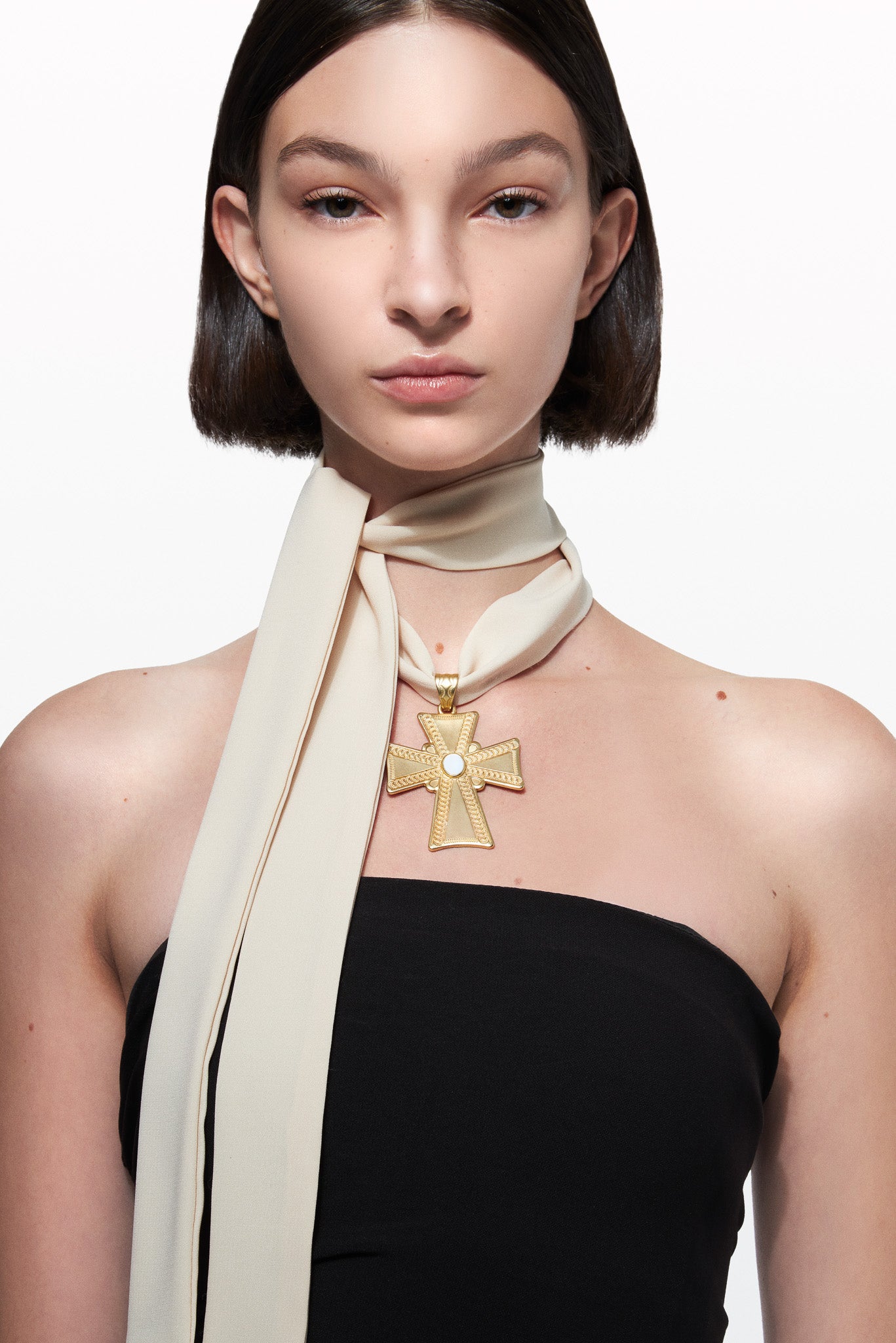 CELINE GOLD CROSS FABRIC NECKLACE The Isolette