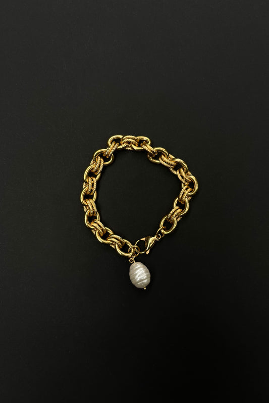 AUGUSTA Gold Chain Bracelet with Pearl
