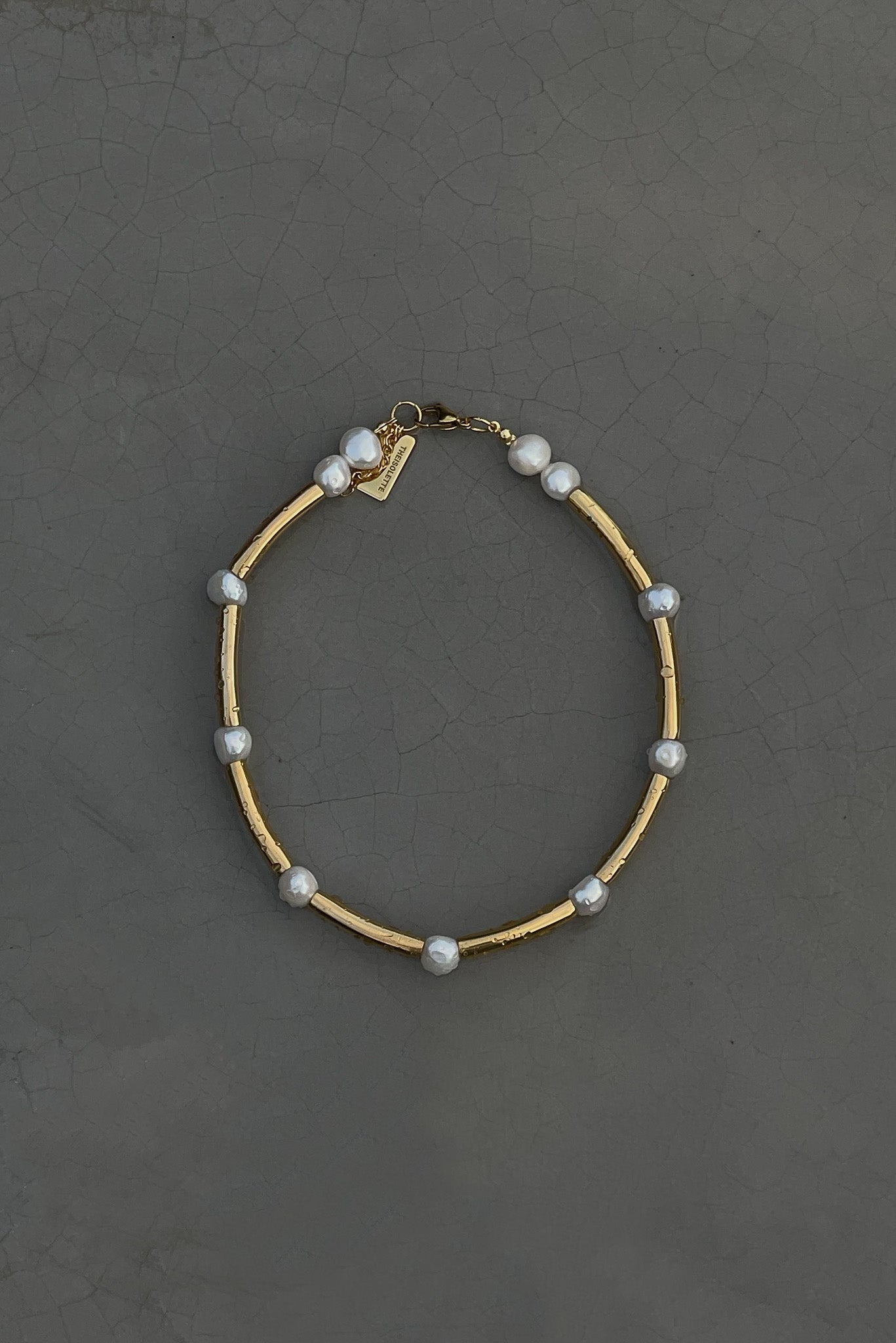 LUCENA Pearls with Gold Tubes Necklace