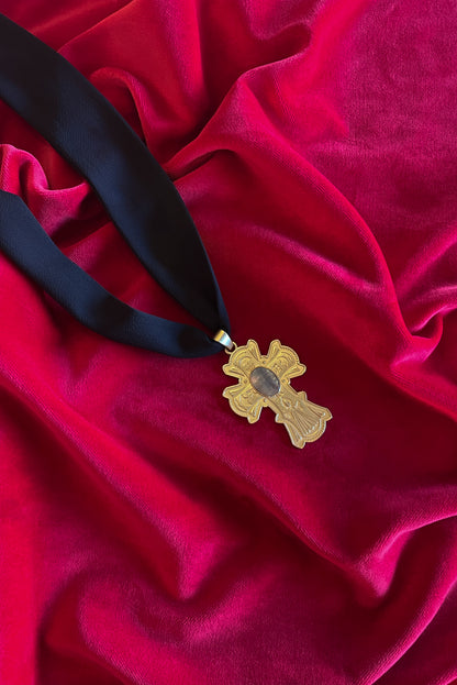 ALEXIS GOLD CROSS FABRIC NECKLACE