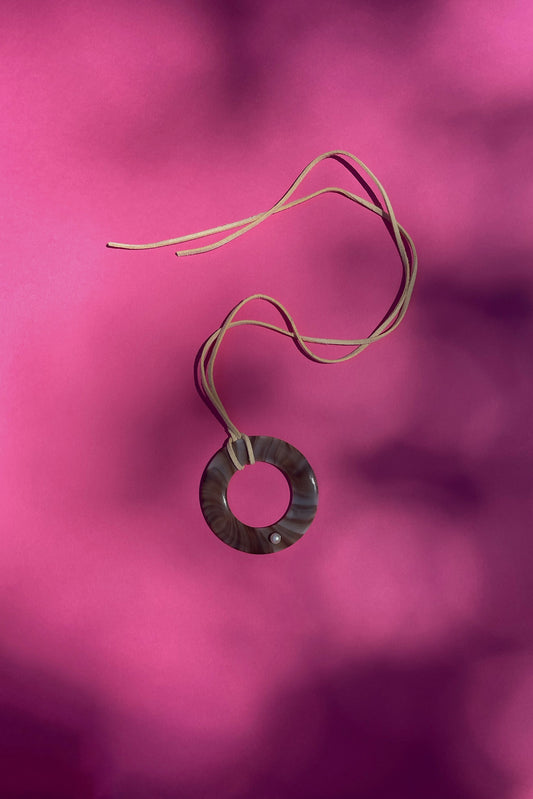 MARIA'S Brown Piece with Pearls Necklace