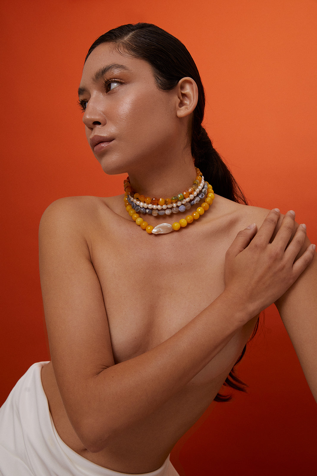 TRIPLE SUMMER with Pearls Choker