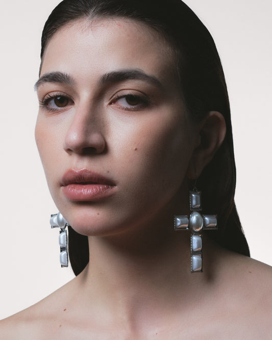STEELPEARL CROSS Earrings