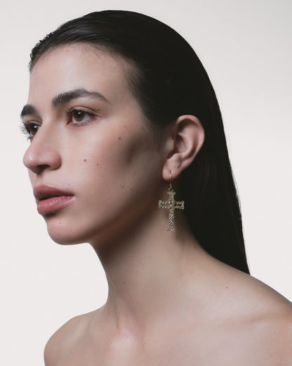 LOREN Gold Cross Earrings