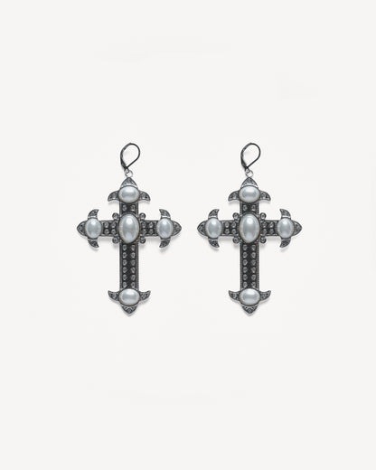 PEARL CORE Cross Earrings
