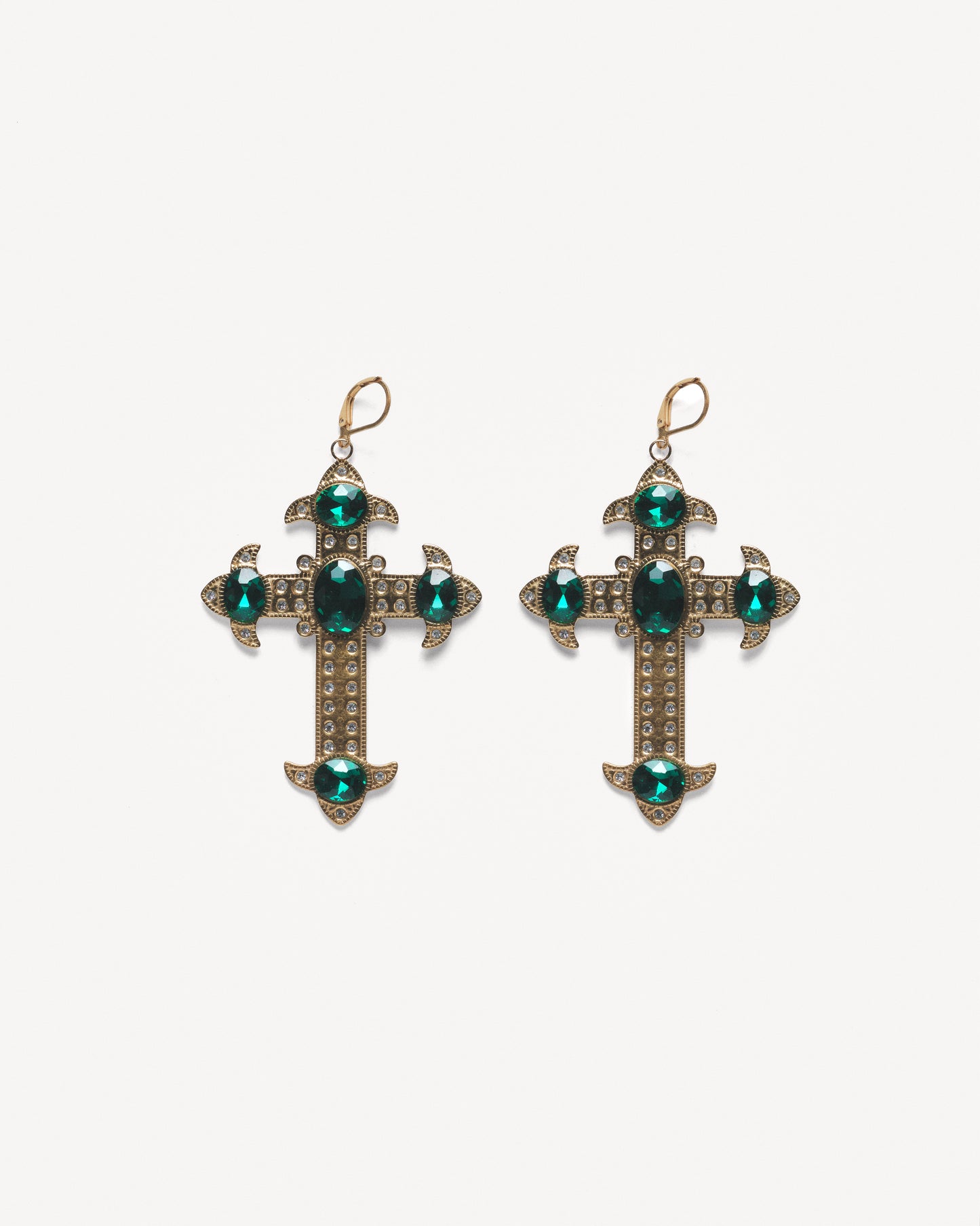EMERALD CORE Gold Cross Earrings