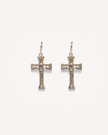 LOREN Gold Cross Earrings