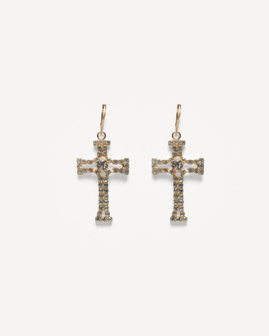 LOREN Gold Cross Earrings
