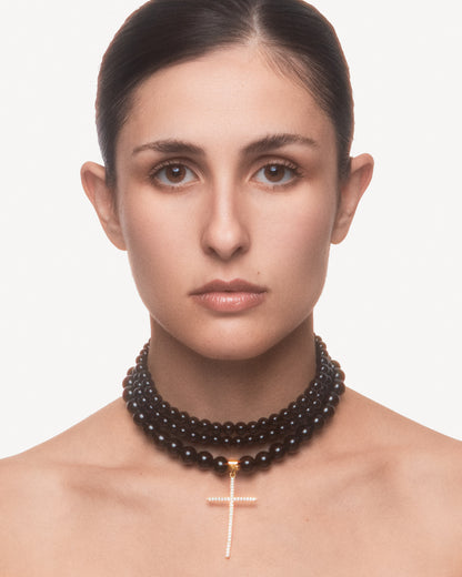 DARKSET Zirconia Cross Choker