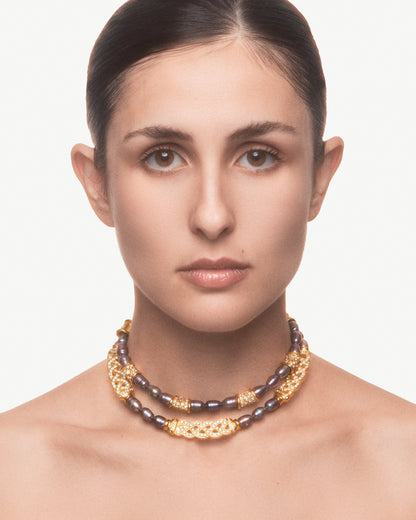 NIGHTBRAID Dark Pearl Necklace Set