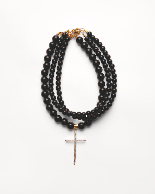 DARKSET Zirconia Cross Choker