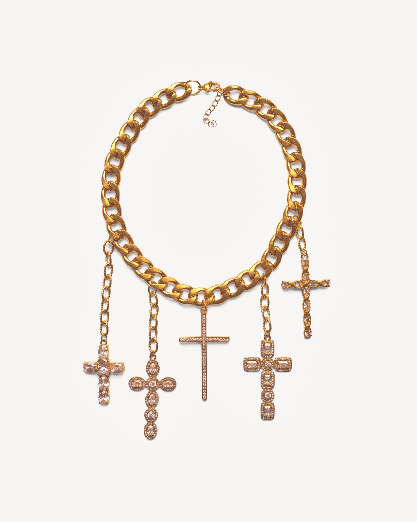 AUREN Chunky Chain Necklace with Cross Pendants