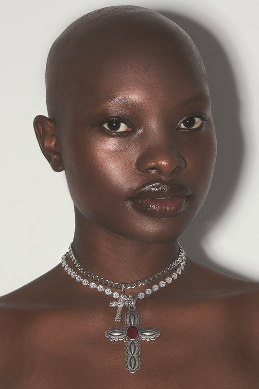 ATOMIC SHINE Zirconia Cross Necklace Set