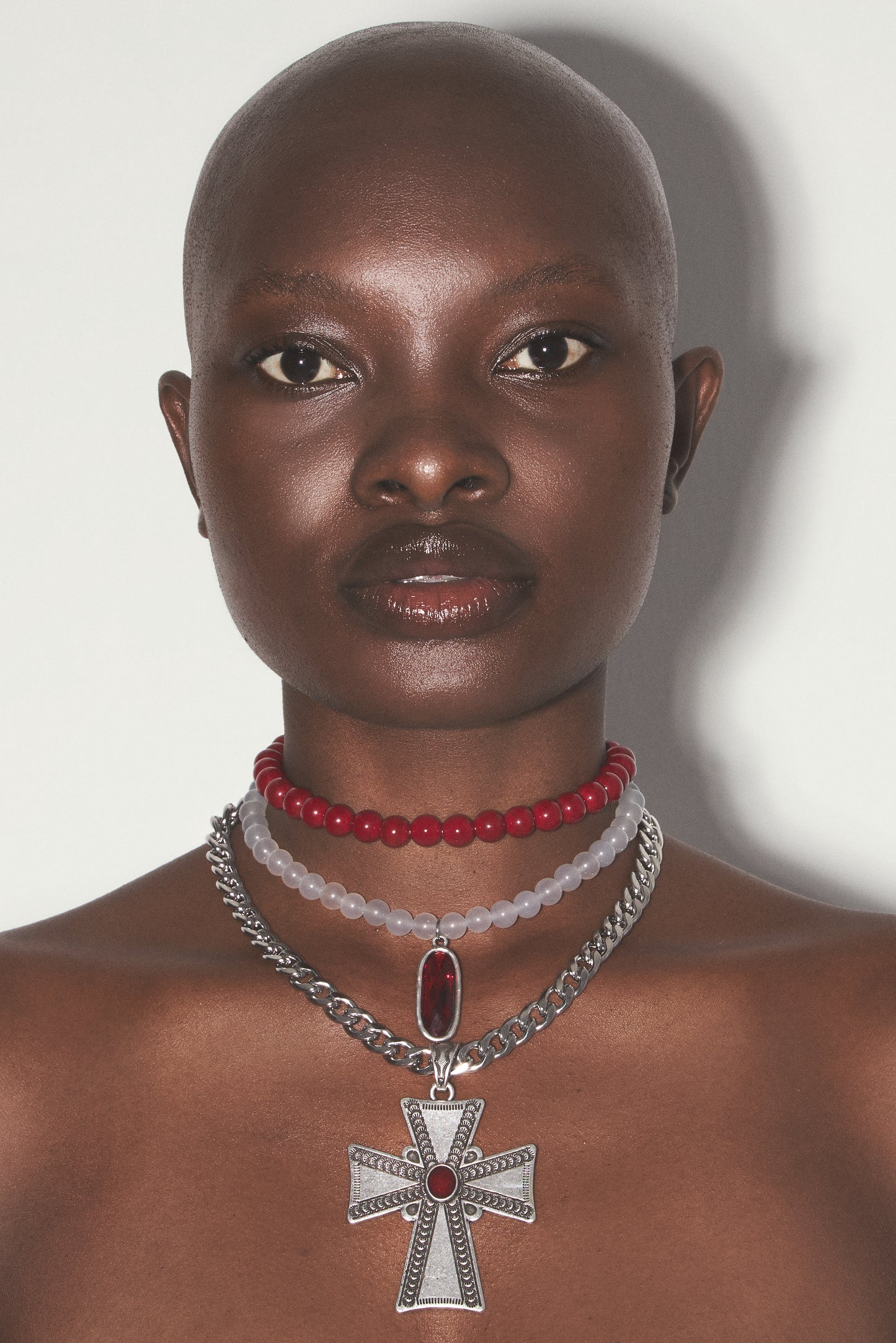 RUBY DUSK Cross Chain Necklace Set