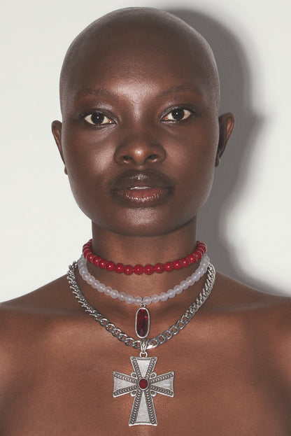 RUBY DUSK Cross Chain Necklace Set
