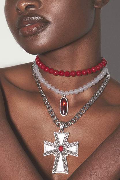 RUBY DUSK Cross Chain Necklace Set