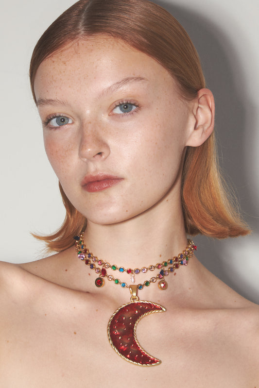 SCARLET MOON Colorful Zirconia Necklace Set