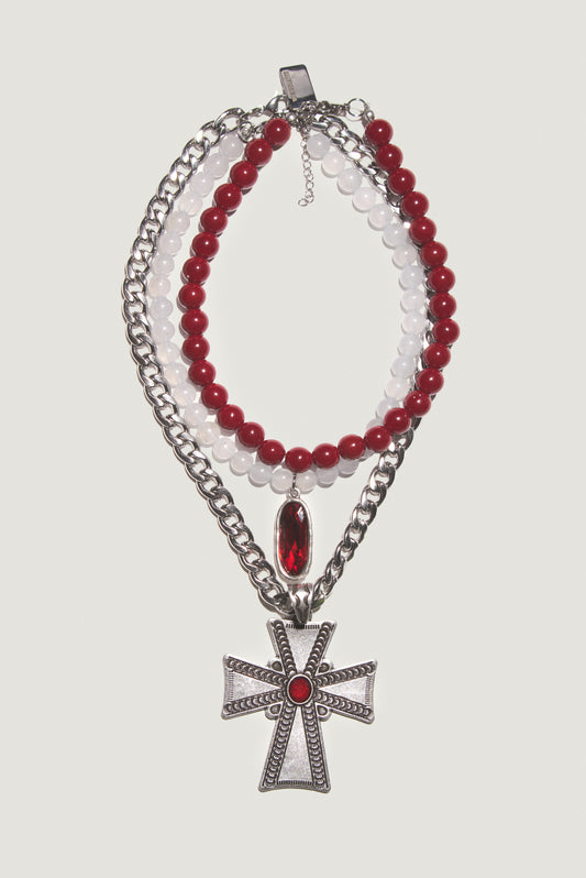 RUBY DUSK Cross Chain Necklace Set
