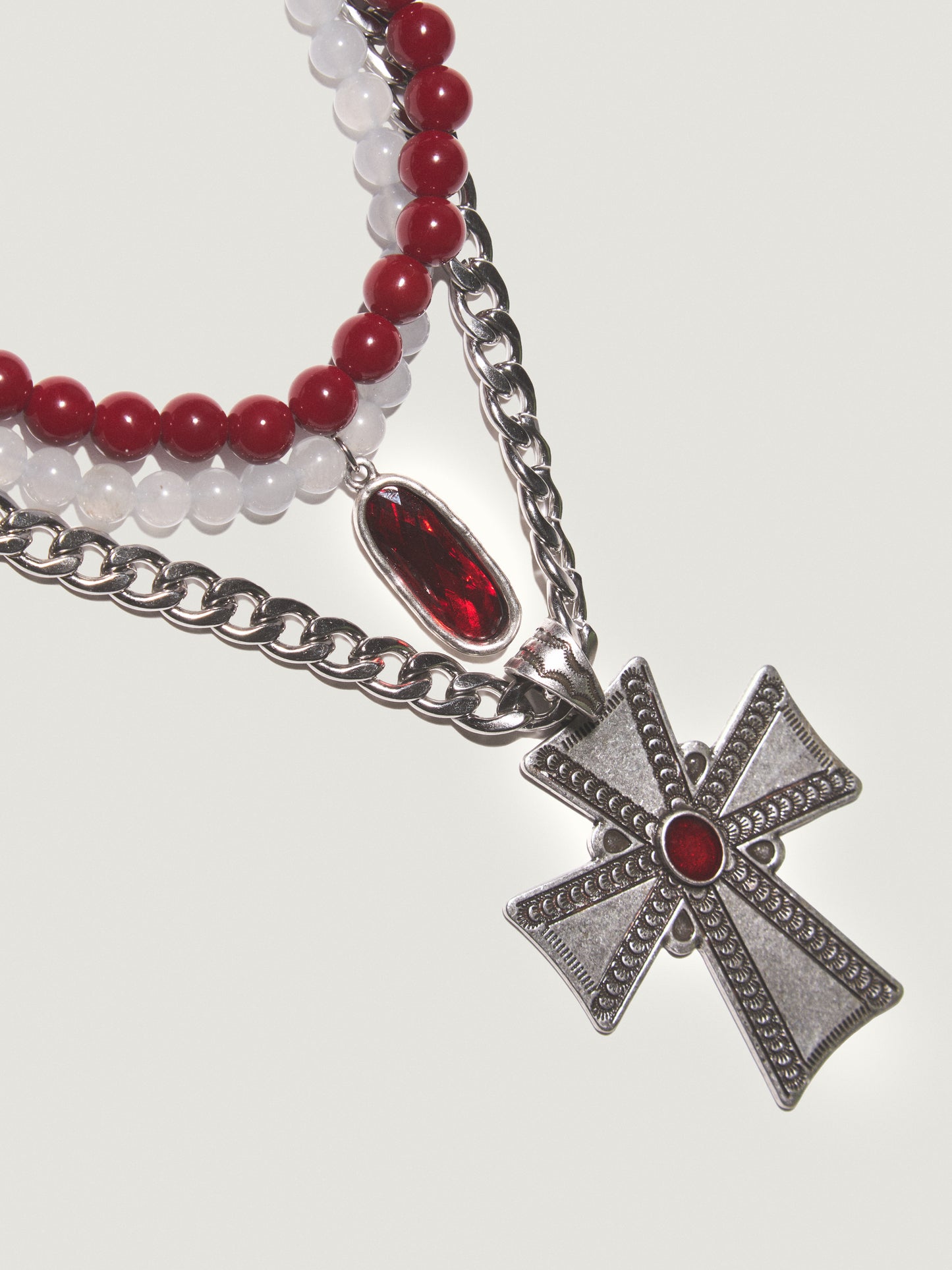 RUBY DUSK Cross Chain Necklace Set