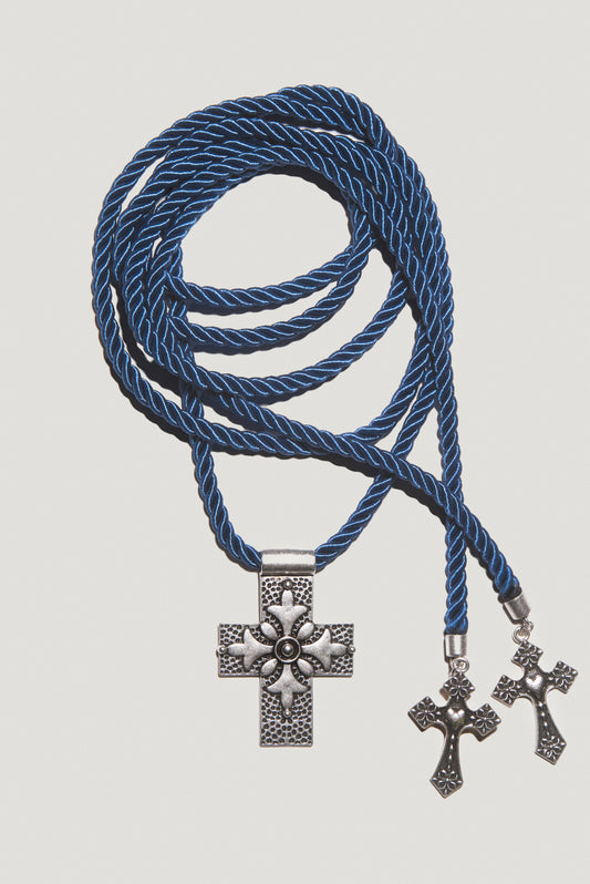 SAPPHIRE NIGHT Cross Cord Necklace