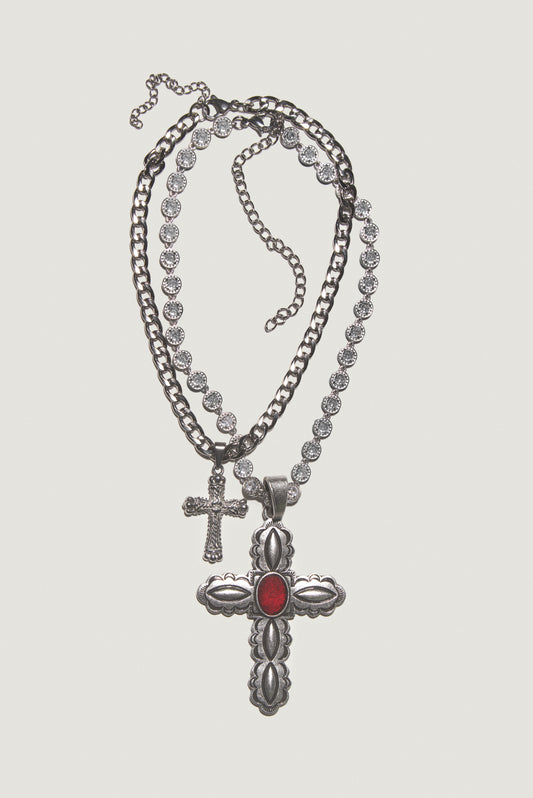 ATOMIC SHINE Zirconia Cross Necklace Set