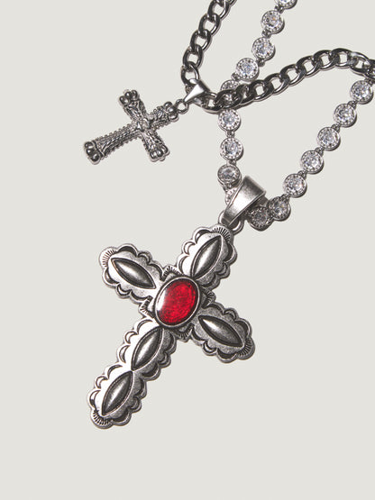 ATOMIC SHINE Zirconia Cross Necklace Set