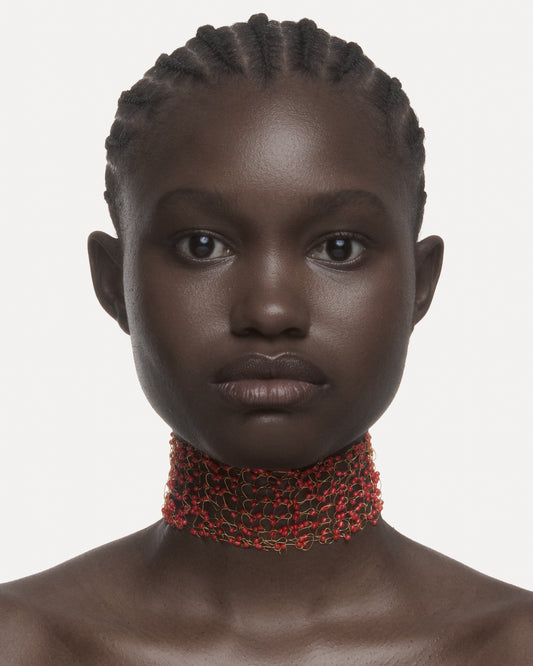AMARIE Choker in Coral Red