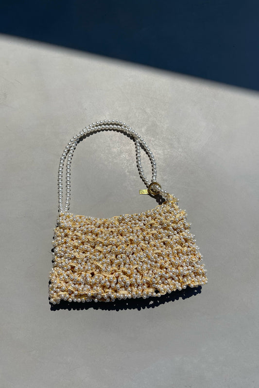 MATHILDA Embroidered with Pearls Mini Bag