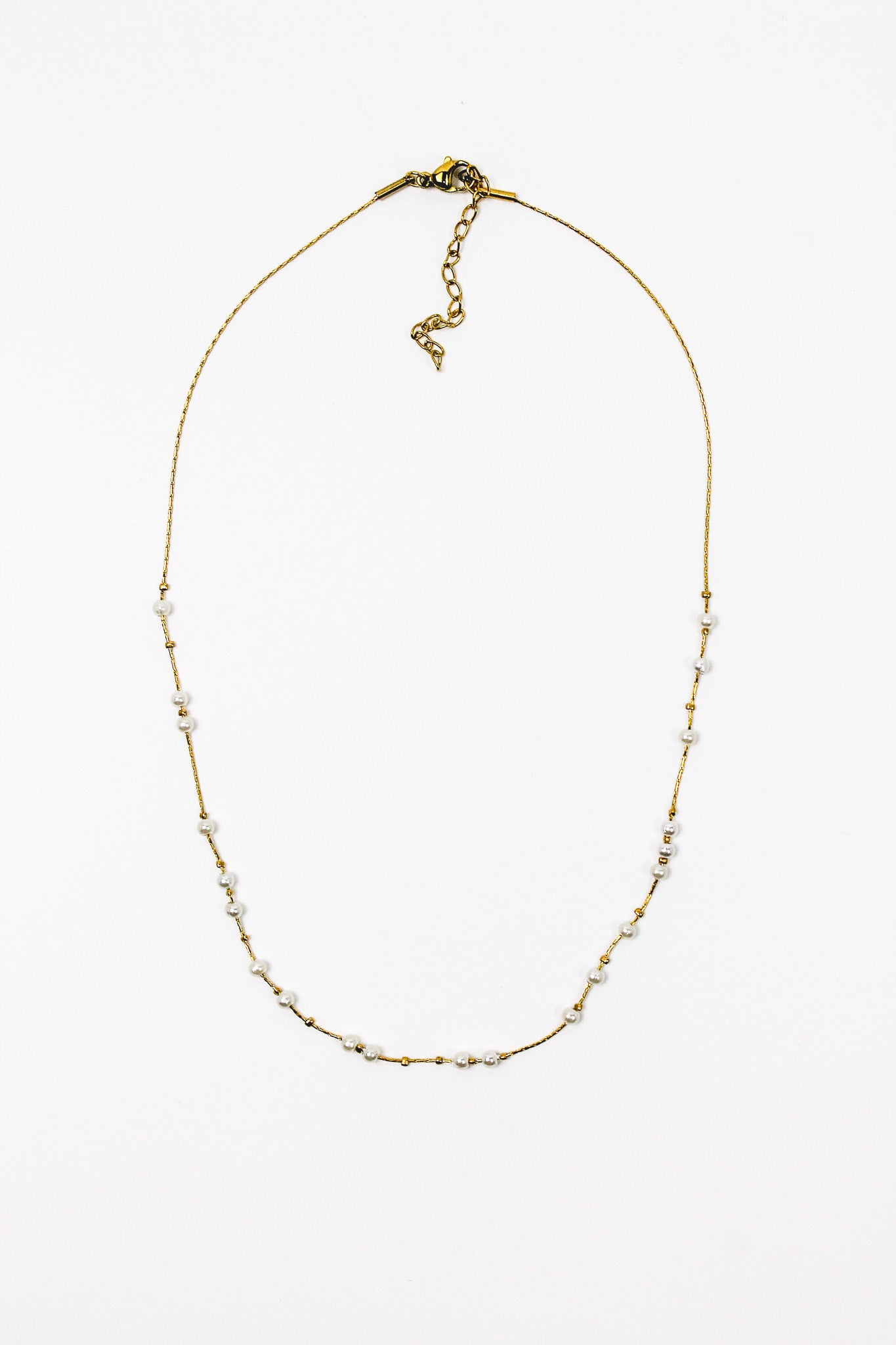 CLASSIC Gold Stainless Steel with Pearls Necklace