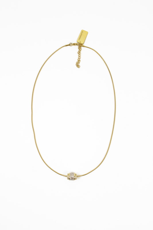 LOVELY Gold Stainless Steel Zirconia Piece Necklace