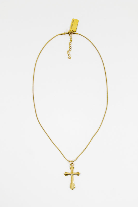 VELMA Gold Stainless Steel Cross Pendant Necklace